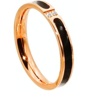2 PCS Fashion Two Diamond-Studded Titanium Steel Couple Rings For Couple  Size: US Size 6(Rose Gold)