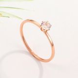 3 PCS Very Fine Six-Claw Single Diamond Ring Diamond-Set Titanium Steel Women Ring  Size: US Size 9(Rose Gold)