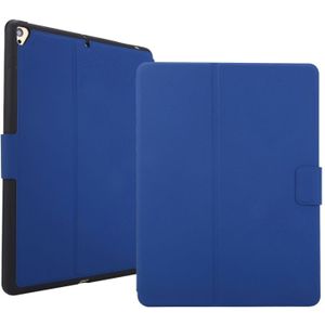 For iPad 9.7 (2018) / (2017) Electric Pressed Texture Horizontal Flip Leather Case with Holder & Pen Slot(Navy Blue)