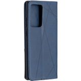 For Samsung Galaxy Note 20 Ultra Rhombus Texture Horizontal Flip Magnetic Leather Case with Holder & Card Slots & Wallet(Blue)