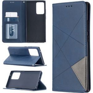 For Samsung Galaxy Note 20 Ultra Rhombus Texture Horizontal Flip Magnetic Leather Case with Holder & Card Slots & Wallet(Blue)