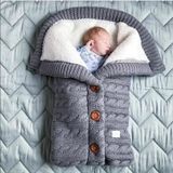 Warm Soft Cotton Knitting Envelope Newborn Baby Sleeping Bag(Light Grey)