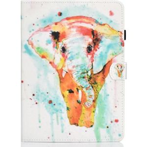 For iPad Air 2020 10.9 Colored Drawing Stitching Horizontal Flip Leather Case with Holder & Card Slots & Sleep / Wake-up function(Watercolor Elephant)