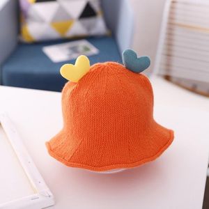 Baby Love-heart Knitted Hat Children Wild Knitted Fisherman Hat  Size: L(Orange)