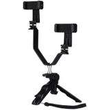 Smartphone Live Broadcast Bracket Grip Folding Tripod Holder Kits with 2x Phone Clips  For iPhone  Galaxy  Huawei  Xiaomi  HTC  Sony  Google and other Smartphones