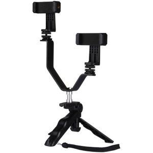 Smartphone Live Broadcast Bracket Grip Folding Tripod Holder Kits with 2x Phone Clips  For iPhone  Galaxy  Huawei  Xiaomi  HTC  Sony  Google and other Smartphones