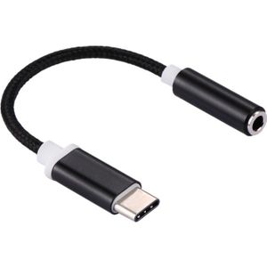 USB-C / Type-C Male to 3.5mm Female Weave Texture Audio Adapter  For Galaxy S8 & S8 + / LG G6 / Huawei P10 & P10 Plus / Oneplus 5 / Xiaomi Mi6 & Max 2 /and other Smartphones  Length: about 10cm(Black)
