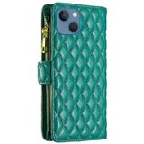 Diamond Lattice Zipper Wallet Leather Flip Phone Case voor iPhone 13 Mini