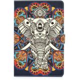 For Samsung Galaxy Tab A 10.1 (2019) T510/T515 Colored Drawing Pattern Horizontal Flip PU Leather Case with Holder & Card Slot(Colorful Elephant)