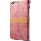Splicing Color Crocodile Texture PU Horizontal Flip Leather Case for iPhone 6 Plus / 6s Plus  with Wallet & Holder & Card Slots & Lanyard (Pink)