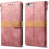 Splicing Color Crocodile Texture PU Horizontal Flip Leather Case for iPhone 6 Plus / 6s Plus  with Wallet & Holder & Card Slots & Lanyard (Pink)