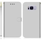 For Galaxy S8+ Imitated Mirror Surface Horizontal Flip Leather Case with Holder & Card Slots & Wallet & Lanyard(Silver)