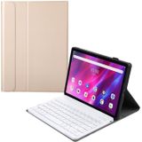 AK10 2 in 1 Detachable Bluetooth Keyboard + Lambskin Texture TPU Protective Leather Case with Holder for Lenovo Qitian K10 TB-X6C6X(Gold)