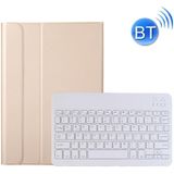 AK10 2 in 1 Detachable Bluetooth Keyboard + Lambskin Texture TPU Protective Leather Case with Holder for Lenovo Qitian K10 TB-X6C6X(Gold)