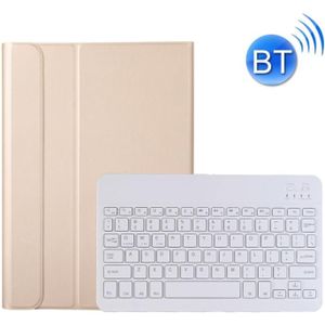 AK10 2 in 1 Detachable Bluetooth Keyboard + Lambskin Texture TPU Protective Leather Case with Holder for Lenovo Qitian K10 TB-X6C6X(Gold)