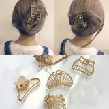 10 STUKS Metalen Haarclip Retro Grote Haarclip  Kleur: Bright Gold Shell Pearl