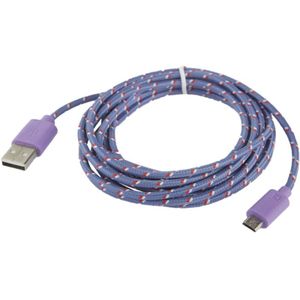 Nylon Netting Style Micro 5 Pin USB Data Transfer / Charge Cable for Galaxy S IV / i9500 / S III / i9300 / Note II / N7100 / Nokia / HTC / Blackberry / Sony  Length: 3m(Purple)