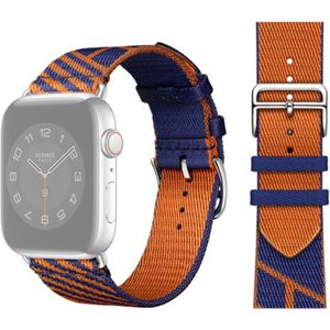 Two-color Nylon Braid Replacement Wrist Strap Watchband For Apple Watch Series 7 & 6 & SE & 5 & 4 40mm  / 3 & 2 & 1 38mm(Blue+Orange)
