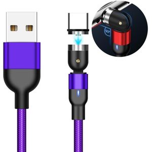 1m 2A Output USB to USB-C / Type-C Nylon Braided Rotate Magnetic Charging Cable(Purple)