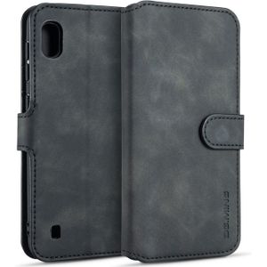 DG.MING Retro Oil Side Horizontal Flip Case for Galaxy A10  with Holder & Card Slots & Wallet (Black)