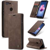 CaseMe Multifunctional Retro Frosted Horizontal Flip Leather Case for Huawei P Smart / Enjoy 7S /  Honor 9 Lite  with Card Slots & Holder & Wallet(Coffee)