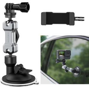 Sunnylife TY-Q9415 Aluminum Alloy Phone Holder Car Suction Cup Bracket Holder for GoPro HERO10 Black / HERO9 Black / HERO8 Black / HERO7 /6 /5 /5 Session /4 Session /4 /3+ /3 /2 /1  DJI Osmo Pocket 2 / Osmo Action  Insta360 One R  and Other Action Ca