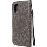 For Huawei P40 Lite / Nova 6 se Pressed Printing Sunflower Pattern Horizontal Flip PU Leather Case with Holder & Card Slots & Wallet & Lanyard(Grey)