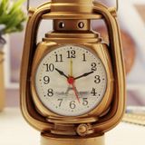 Retro Table Oil Lamp Small Alarm Clock Desktop Table Clock Living Room Decoration Supplies Office Craft Jewelry(Silver)