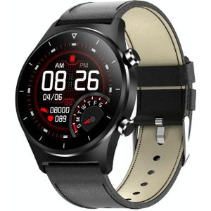 E13 1.28 inch IPS Color Screen Smart Watch  IP68 Waterproof  Leather Watchband  Support Heart Rate Monitoring/Blood Pressure Monitoring/Blood Oxygen Monitoring/Sleep Monitoring(Black)