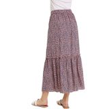 High Waisted Floral Pleat Vintage Split Skirt (Color:Pink Size:S)