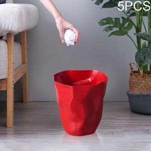 5 PCS Creative Foldable Household Lidless Plastic Trash Can  Size:L(Red)