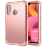 Voor Samsung Galaxy A21 (US) PC + Siliconen driedelige shockproof beschermhoes (Rose Gold)