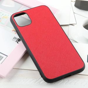 Hella Cross Textuur Echte Lederen Beschermhoes voor iPhone 11(Rood)