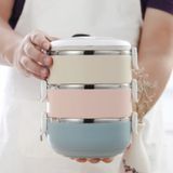 Gradient Color Lunch Box Food Bento Box Stainless Steel Container(3 Layer)