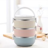 Gradient Color Lunch Box Food Bento Box Stainless Steel Container(3 Layer)