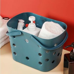 Portable Hollow Bath Basket Kitchen Fruit and Vegetable Placed Cleaning Storage Basket(Dark Blue)