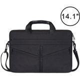 14 1 inch ademende slijtagebestendige Fashion Business schouder handheld rits laptoptas met schouderriem (zwart)