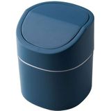 Household Mini Desktop Trash Can Covered Debris Storage Cleaning Cylinder Box  Style:Flip Lip(Blue)