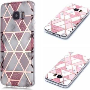 For Galaxy S7 edge Plating Marble Pattern Soft TPU Protective Case(Pink)