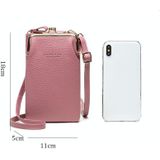 H2107 Ladies Mobile Phone Bag Shoulder Messenger Bag Pebbled Zipper Wallet(Pink)
