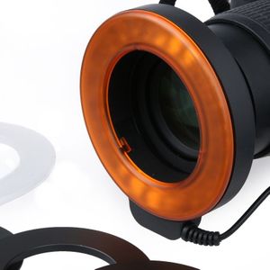 Circular LED Flash Light with 48 LED Lights & 6 Adapter Rings(49mm/52mm/55mm/58mm/62mm/67mm) for Macro Lens(Orange)