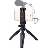 PULUZ Desk Plastic Tripod Mount with Phone Clamp & Adjusting Tripod Head for Smartphones (Black)