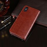 For iPhone X / XS idewei Crazy Horse Texture Horizontal Flip Leather Case with Holder & Card Slots & Wallet(Dark Blue)