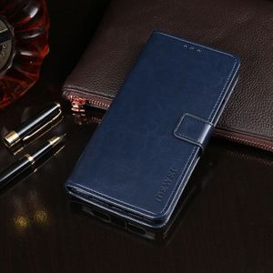 For iPhone X / XS idewei Crazy Horse Texture Horizontal Flip Leather Case with Holder & Card Slots & Wallet(Dark Blue)