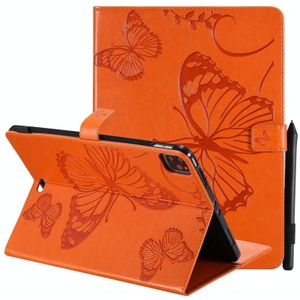 Pressed Printing Butterfly Pattern Horizontal Flip Leather Case with Holder & Card Slots & Wallet & Sleep / Wake-up Function For iPad Air 2020 10.9 /iPad Pro 11 2020 / 2018(Orange)