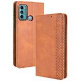 Voor Motorola Moto G60 / Moto G40 Fusion Magnetische Gesp Retro Crazy Horse Textuur Horizontale Flip Lederen Case met Houder & Card Slots & Fotolijst (Bruin)