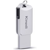 Kinzdi 128GB USB 2.0 Android Phone & Computer Dual-use Rotary Metal U Disk V8 (Silver)