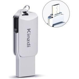 Kinzdi 128GB USB 2.0 Android Phone & Computer Dual-use Rotary Metal U Disk V8 (Silver)