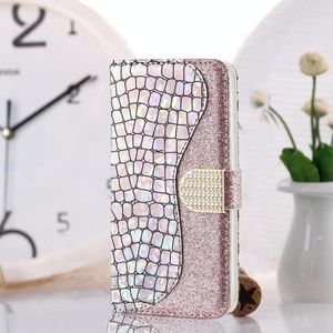 For Samsung Galaxy A32 5G Laser Glitter Powder Matching Crocodile Texture Horizontal Flip Leather Case with Card Slots & Holder & Wallet(Silver)