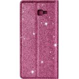 For Samsung Galaxy J4+ Ultrathin Glitter Magnetic Horizontal Flip Leather Case with Holder & Card Slots(Rose Red)